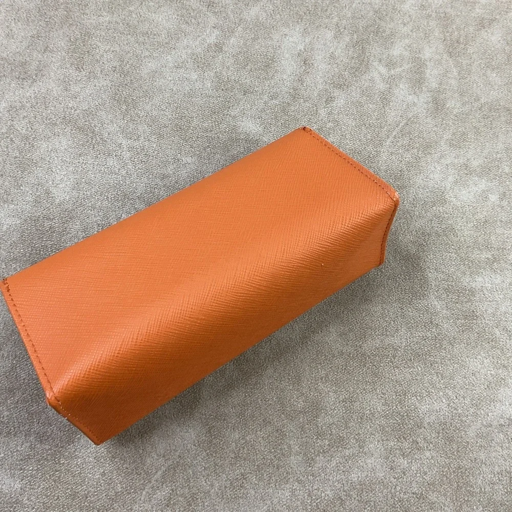 Tory Burch Sunglasses Glasses Semi-hard Case Orange Saffiano Leather Magnet Snap